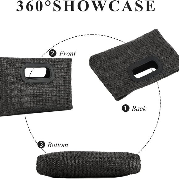 Woven Straw Clutch Handbag Top Handle Crossbody Beach Summer Bag for Women - Picture 5 of 7